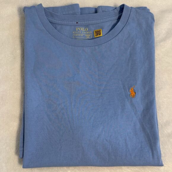 POLO Ralph Lauren Boys Crewneck Blue T-Shirt Size L (14-16) Embroidered Pony - Picture 1 of 3